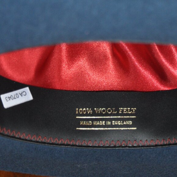 Christys' London Blue 100% Wool Felt Big Brim Fedora Hat M Handmade England - Picture 10 of 13